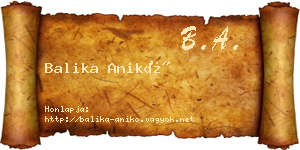 Balika Anikó névjegykártya
